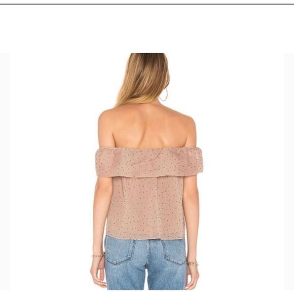 Line & Dot|Allegra Blouse Top Tan Tie Front Swiss Dotted Size L New with tags - Picture 3 of 11